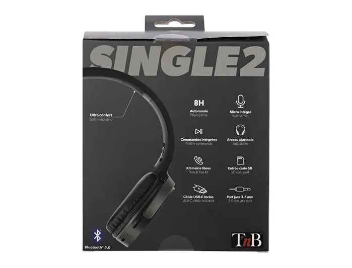 T'nB SINGLE 2 Auriculares Inalámbricos y Alámbricos Bluetooth 5.0 Negro