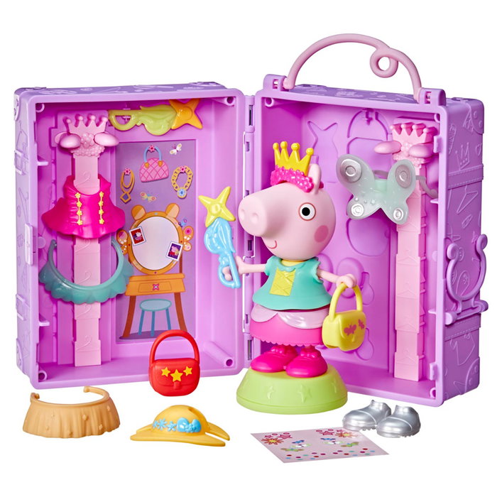 Hasbro G1017 Peppa Pig - Armario de Juego con Figura de Peppa, 14 Accesorios y Estuche de Almacenamiento, Juguete para Niños +3 Años