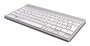 R-Go Tools Teclado Ergonómico Compact Break QWERTZ (DE) Bluetooth Blanco con Software de Pausas y Diseño Ultrafino