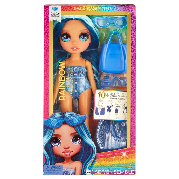 Rainbow High Muñeca de Moda Articulada Skyler (Azul) 27 cm con Bañador y Pareo LIT0035051507307 a partir de 4 años