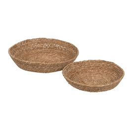 S/2 Centro Mesa Fibra Natural Decoración 31 X 31 X 7 cm (Set de 2)