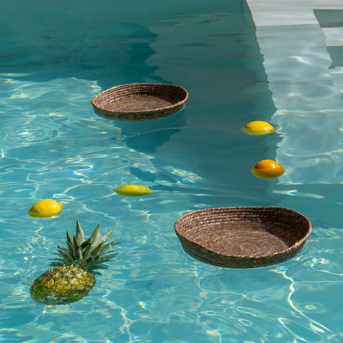 S/2 Centro Mesa Fibra Natural Decoración 31 X 31 X 7 cm (Set de 2)