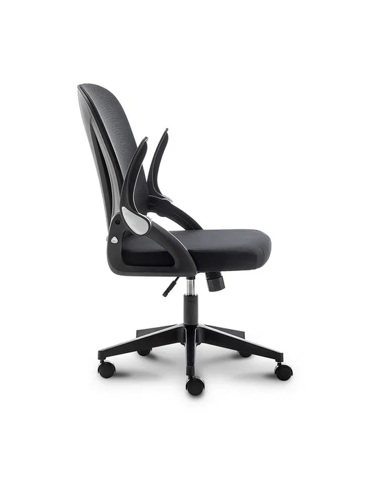 Urban Factory Ergo - Silla de oficina ergonómica plegable, asiento acolchado y respaldo de malla negro con reposabrazos