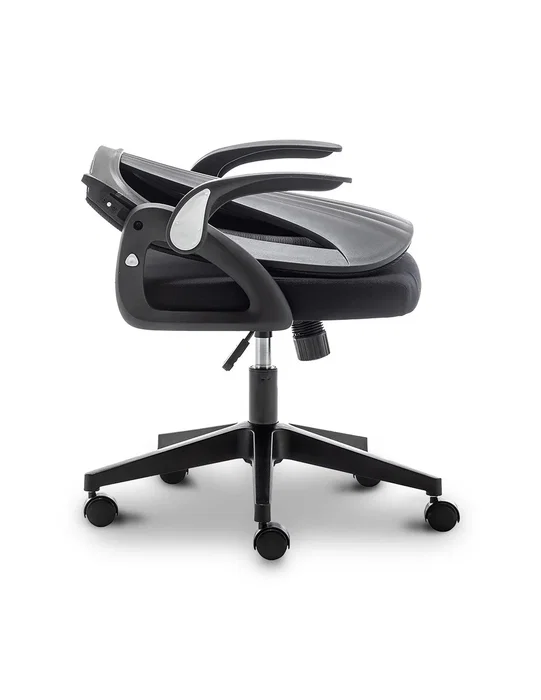 Urban Factory Ergo - Silla de oficina ergonómica plegable, asiento acolchado y respaldo de malla negro con reposabrazos