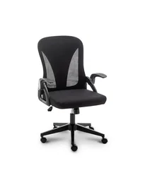 Urban Factory Ergo - Silla de oficina ergonómica plegable, asiento acolchado y respaldo de malla negro con reposabrazos