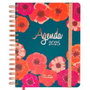 Finocam Agenda Anual Talkual Espiral 4º-155x217 mm 1Dp Flor 2025, Tapa Dura con Estampación Metálica y Accesorios