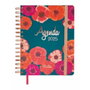 Finocam Agenda Anual Talkual Espiral 4º-155x217 mm 1Dp Flor 2025, Tapa Dura con Estampación Metálica y Accesorios