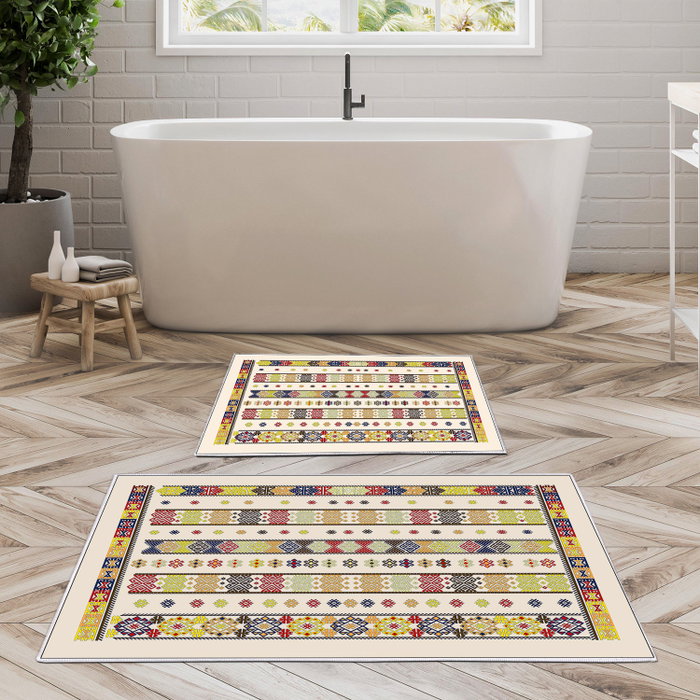 Mijölnir Kt474 Juego de Alfombrillas de Baño Antideslizante Antibacteriano 100% Poliéster 850 gr/m²
