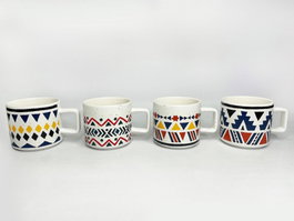 DKD Home Decor Set de Tazas Multicolor Estilo Boho NEW BONE