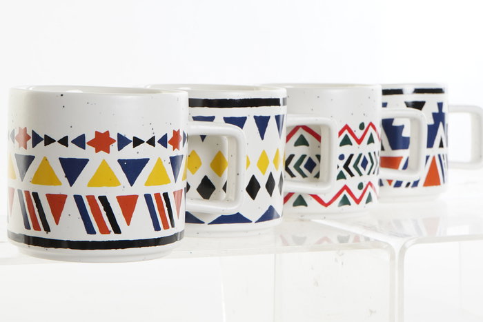 DKD Home Decor Set de Tazas Multicolor Estilo Boho NEW BONE