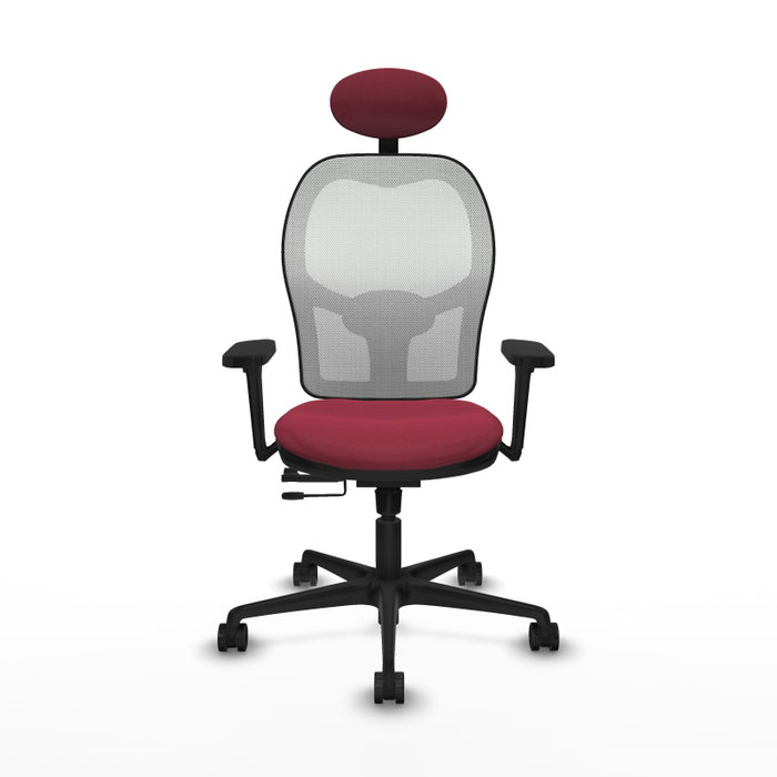 PIQUERAS Y CRESPO Silla de oficina Jorquera con mecanismo Sincro/Traslack, Granate y Blanco