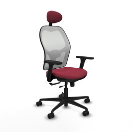 PIQUERAS Y CRESPO Silla de oficina Jorquera con mecanismo Sincro/Traslack, Granate y Blanco
