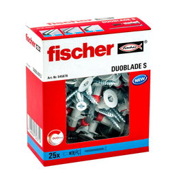 Fischer Taco Duoblade S + Tornillo (Caja 20 Unid.) - Taco Autoperforante para Placas de Yeso de Nylon, Long. Anclaje 44 mm