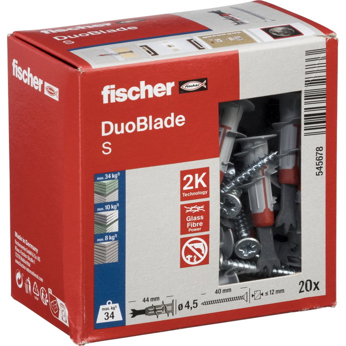 Fischer DUOBLADE S con tornillo para placas de yeso (20 unidades) Fischer DUOBLADE S con tornillo para placas de yeso (20 unidades)