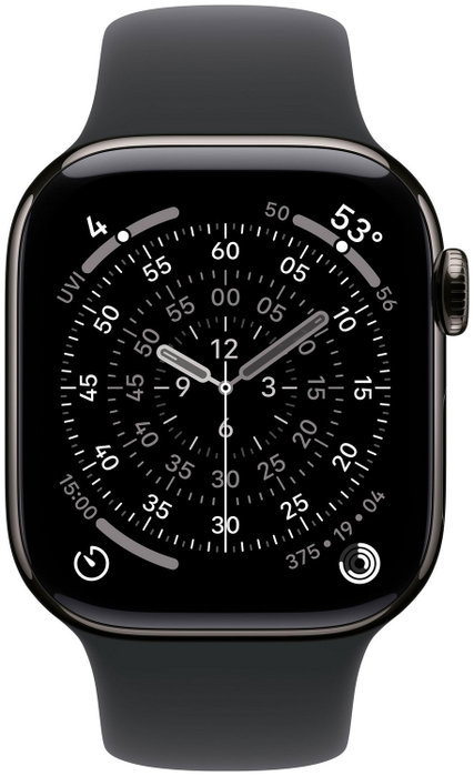 Apple Watch Series 11 GPS + Cellular 42mm Slate Titanium Case | Black Sport Band - S/M Apple Watch Series 11 GPS + Cellular 42mm Slate Titanium Case | Black Sport Band - S/M