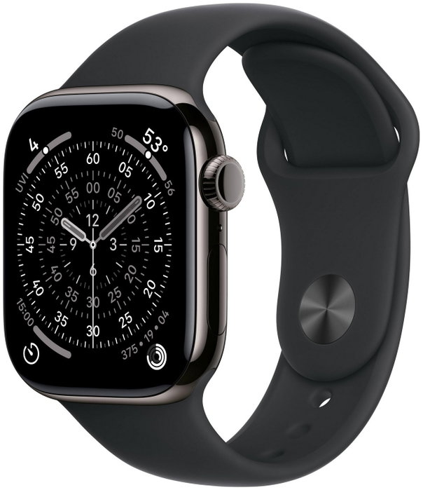 Apple Watch Series 11 GPS + Cellular 42mm Slate Titanium Case | Black Sport Band - S/M Apple Watch Series 11 GPS + Cellular 42mm Slate Titanium Case | Black Sport Band - S/M