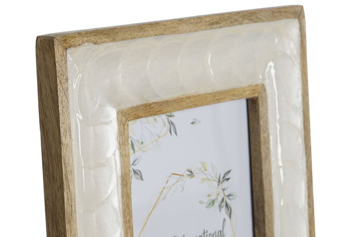 DKD Home Decor Marco de Fotos de Mango y Nácar 13x18 cm Blanco y Natural DKD Home Decor Marco de Fotos de Mango y Nácar 13x18 cm Blanco y Natural