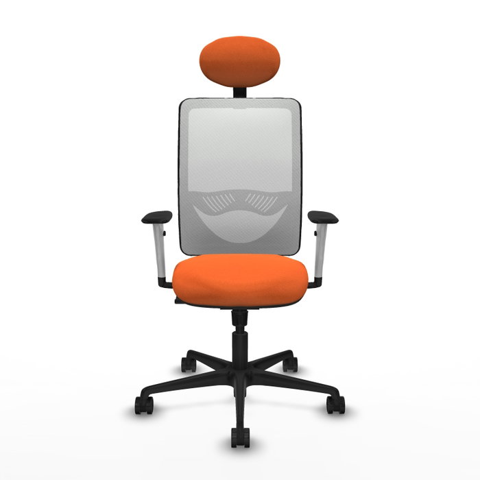PIQUERAS Y CRESPO Silla de oficina Zulema con mecanismo Sincro, Tela Naranja y Malla Blanca