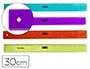 Mor Regla 30 cm Poliestireno Transparente Biselada Colores Surtidos