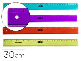 Mor Regla 30 cm Poliestireno Transparente Biselada Colores Surtidos