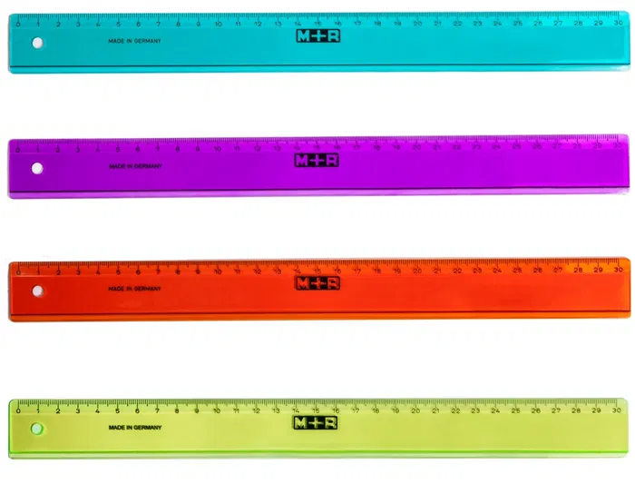 Mor Regla 30 cm Poliestireno Transparente Biselada Colores Surtidos