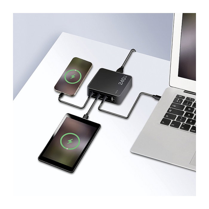 LogiLink Cargador de escritorio USB-C 240 W GaN 4 puertos USB-C PD Negro