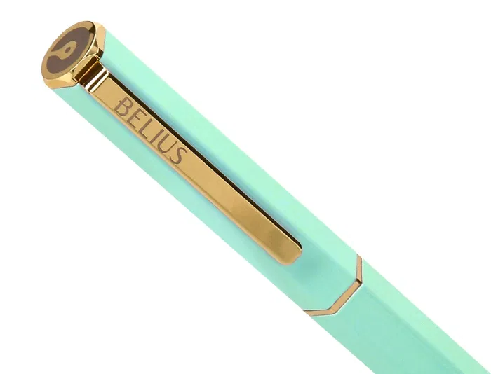 Belius Bolígrafo Macaron Bliss Verde Dorado Tinta Azul 0.8 mm Diseño Elegante Caja de Lujo