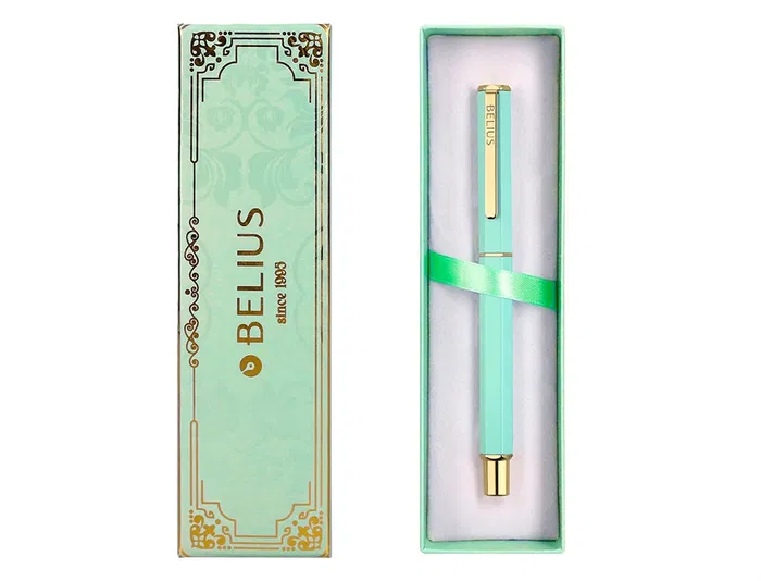 Belius Bolígrafo Macaron Bliss Verde Dorado Tinta Azul 0.8 mm Diseño Elegante Caja de Lujo