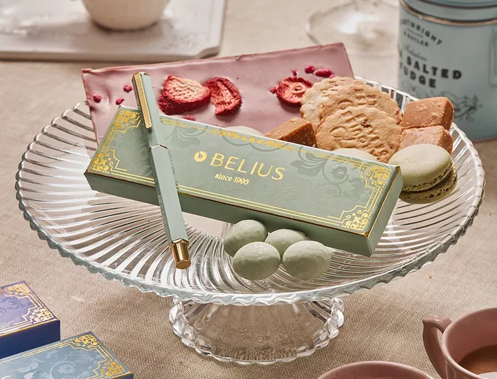 Belius Bolígrafo Macaron Bliss Verde Dorado Tinta Azul 0.8 mm Diseño Elegante Caja de Lujo