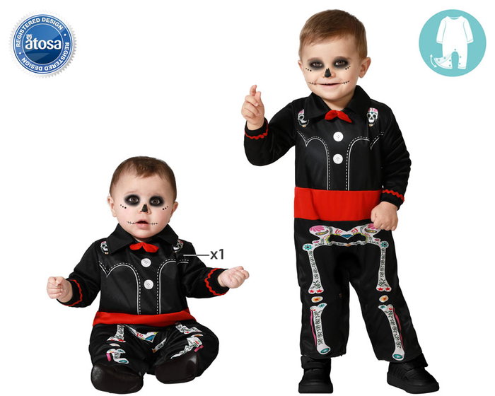 Disfraz Mono Esqueleto Mexicano Colorido para Bebé Niño 12-24 Meses Halloween Disfraz Mono Esqueleto Mexicano Colorido para Bebé Niño 12-24 Meses Halloween