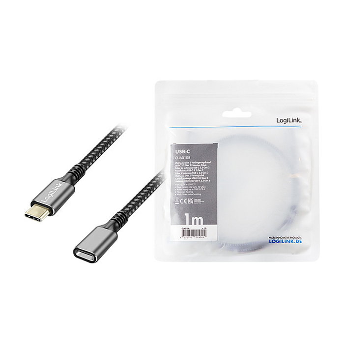 LogiLink Cable USB 3.2 Gen2 Tipo C, 10 Gbps, 100W, 1 m