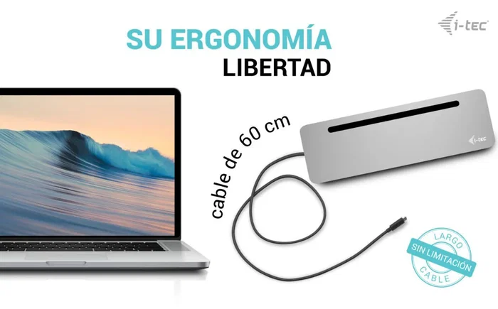 i-tec Dock USB-C Metálico Soporte Portátil con 3 Monitores 4K, 2x DP, 1x HDMI, LAN, Audio, Power Delivery 100W + Cargador Universal 100W - C31FLAT2PDPRO100W