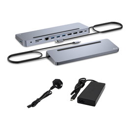 I-tec USB-C Metal Ergonomic Docking Station con Cargador 100W y 3 Pantallas 4K