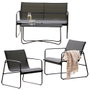 Outfit Muebles de Jardín 4 Piezas en Negro, Metal