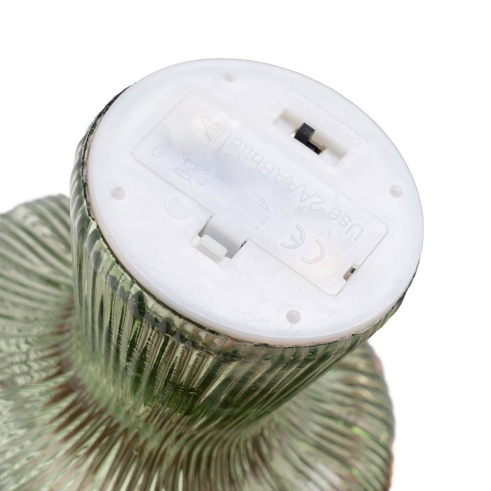 Figura con Luz Seta Verde Cristal 12,50 X 12,50 X 15 cm (Set de 3)