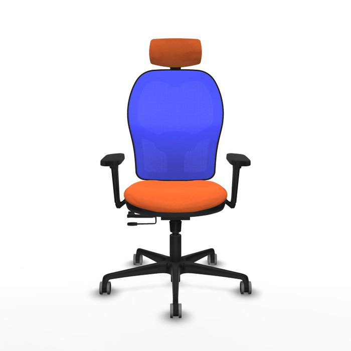 PIQUERAS Y CRESPO Silla de oficina Jorquera Naranja/Azul con mecanismo Sincro/Traslack PIQUERAS Y CRESPO Silla de oficina Jorquera Naranja/Azul con mecanismo Sincro/Traslack