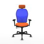 PIQUERAS Y CRESPO Silla de oficina Jorquera Naranja/Azul con mecanismo Sincro/Traslack
