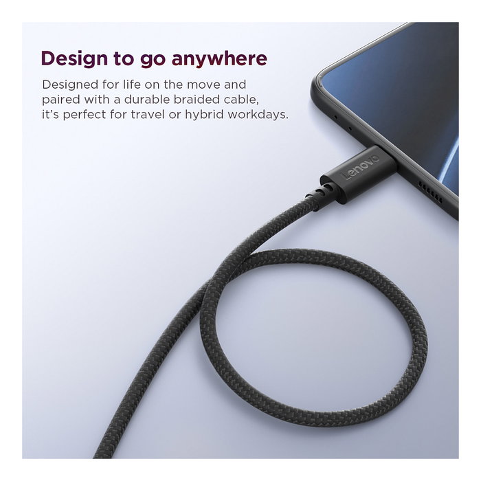 Lenovo 40AW100BEU Cargador Multi-puerto USB-C 100W GaN Negro con Cable de 1,8 m