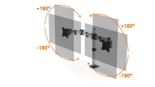 Durable Soporte y Brazos Articulados para 2 Pantallas, Ref. 509523, hasta 27" y 8 kg, Plata