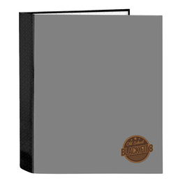 Carpeta de anillas BlackFit8 Old school Negro Gris A4 27 x 33 x 6 cm