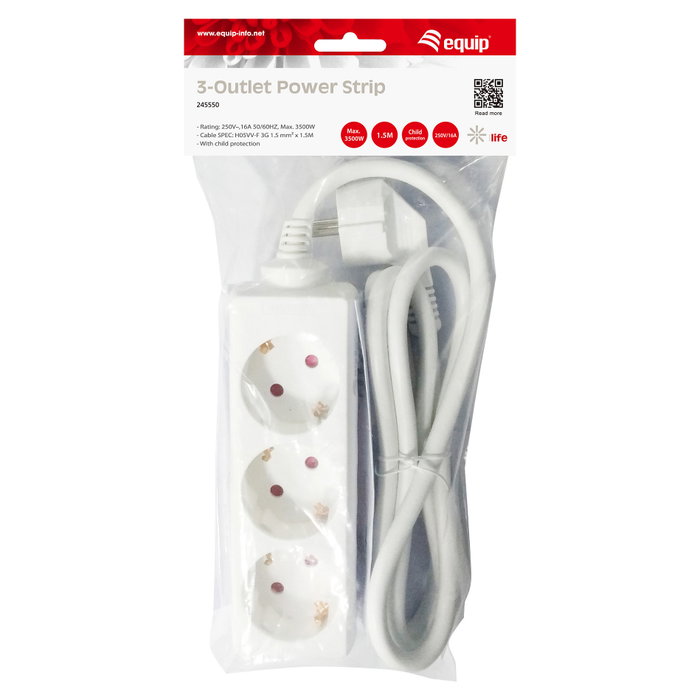 Equip Regleta de alimentación con 3 tomas y cable de 1,5 metros