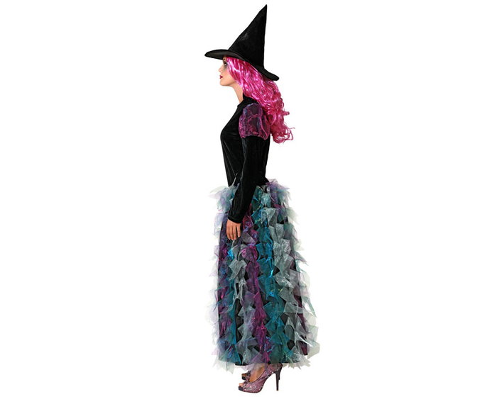 Disfraz Bruja Verde Mujer Vestido Largo Con Sombrero Halloween Adulta XS-S