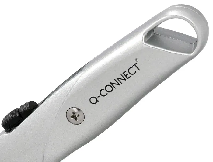 Q-connect XD-53 Cúter Metálico Ancho Retráctil con Bloqueo, Cuchilla 18 mm, 1 Unidad
