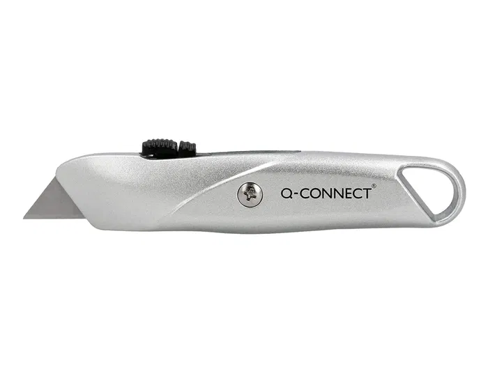 Q-connect XD-53 Cúter Metálico Ancho Retráctil con Bloqueo, Cuchilla 18 mm, 1 Unidad