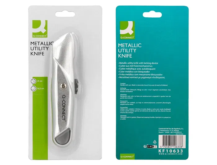 Q-connect XD-53 Cúter Metálico Ancho Retráctil con Bloqueo, Cuchilla 18 mm, 1 Unidad