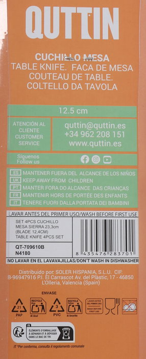 Inde Set 4 Cuchillos de Mesa Sierra Yvory Basic Largo 30.4 cm (18 Cajas)