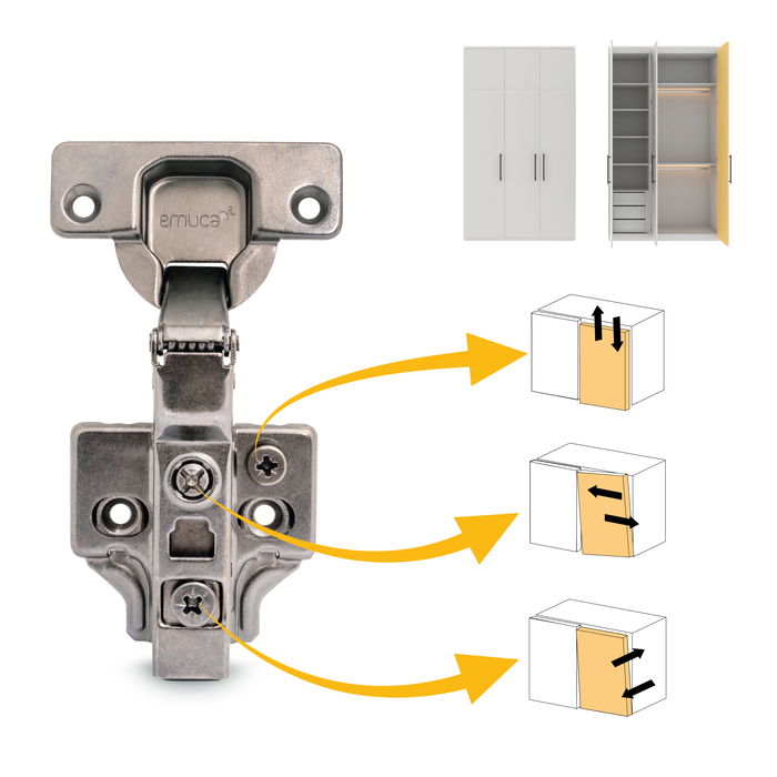 Emuca Lote de 20 bisagras codo X91 con cierre suave y suplementos para atornillar, Altura 0, Acero, Titanio Emuca Lote de 20 bisagras codo X91 con cierre suave y suplementos para atornillar, Altura 0, Acero, Titanio