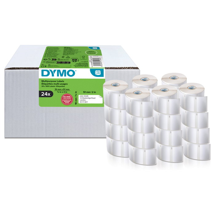 Dymo Multipack Etiquetas LabelWriter 19x51mm Blanco (24 Rollos de 500 etiquetas)
