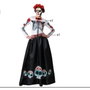 Atosa Disfraz Catrina Mexicana Mujer Adulto - Esqueleto con Calaveras y Flores, Vestido y Cinturón, Talla M-L