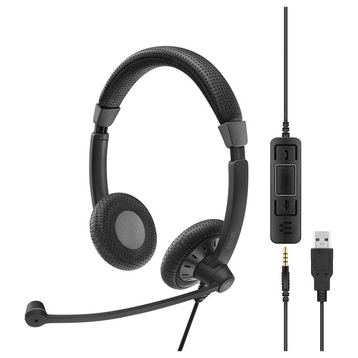 EPOS Impact SC 75 USB MS - Auriculares Supraaurales con Micrófono Boom, Cancelación de Ruido, Frecuencia 60-16000 Hz, Alámbrico, USB Tipo A, Diadema, Negro